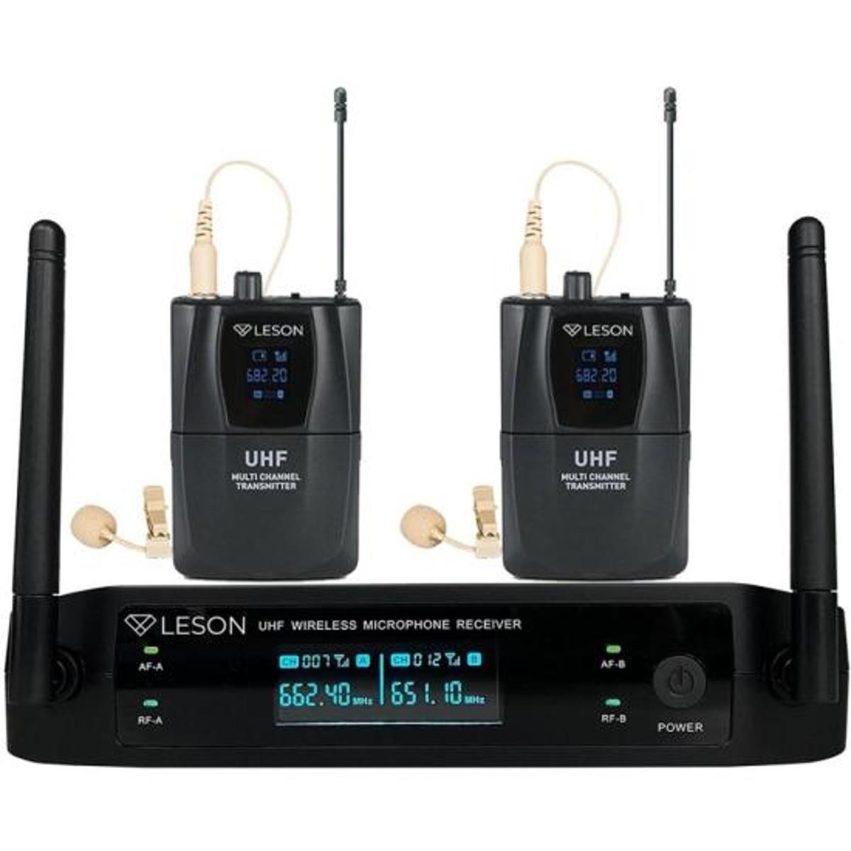 Sistema de Microfone Duplo Sem Fio Leson LS962 Preto