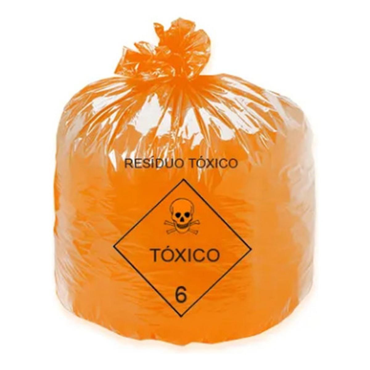 Sacos De Lixo Tóxico Laranja - 50 Litros - Pct C/ 100unid