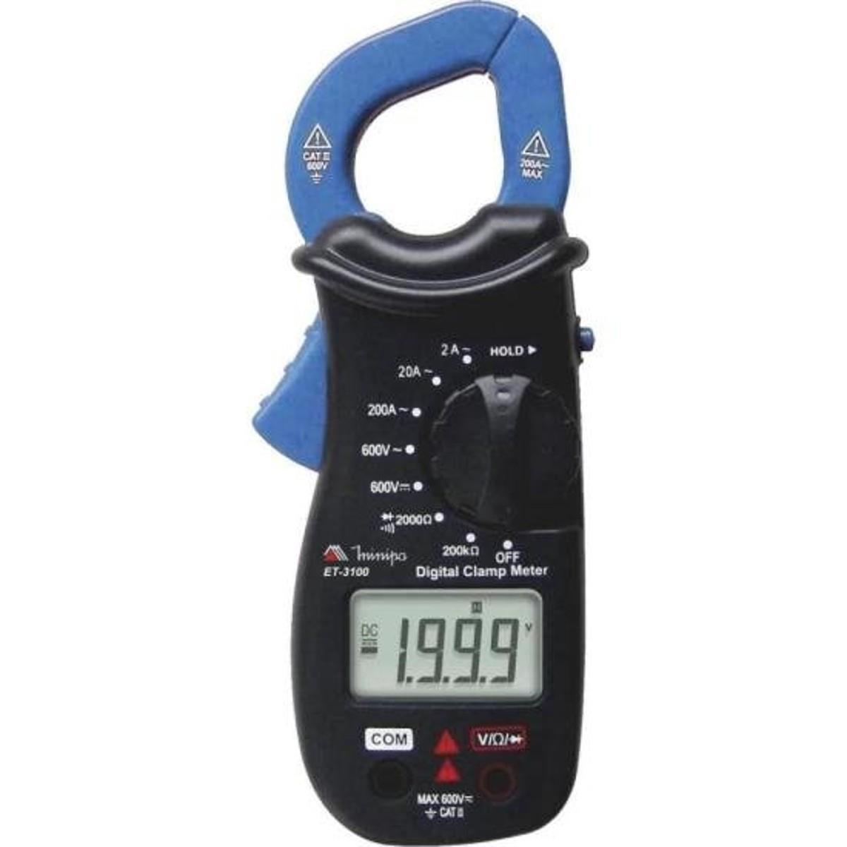 Alicate Amperímetro Digital Minipa ET-3100 200A Azul/Preto