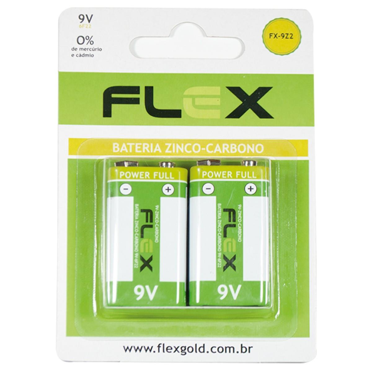 Bateria 9v Zinco Cartela Com 2 Unidades Flex