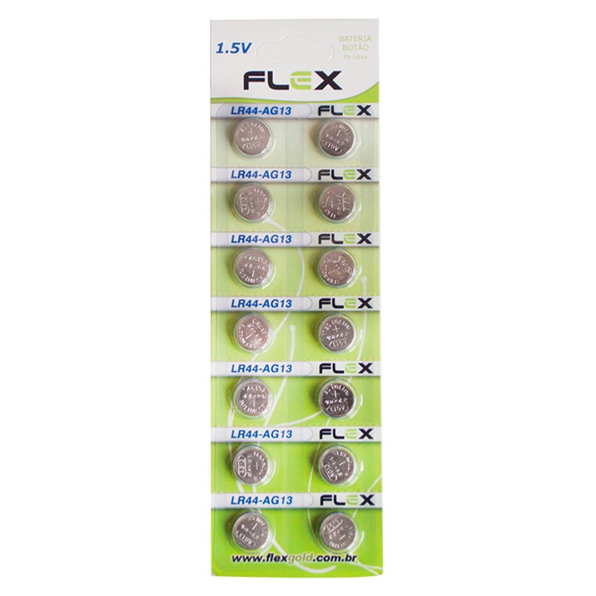 Bateria Botão Lr44 Cartela Com 14 Unidades Flex