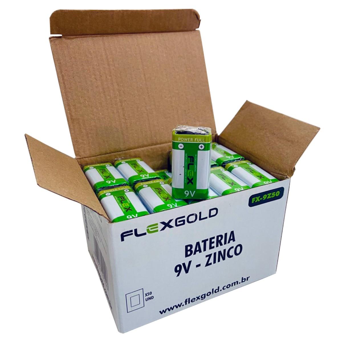 Bateria 9v Zinco Caixa Com 50 Unidades Flex