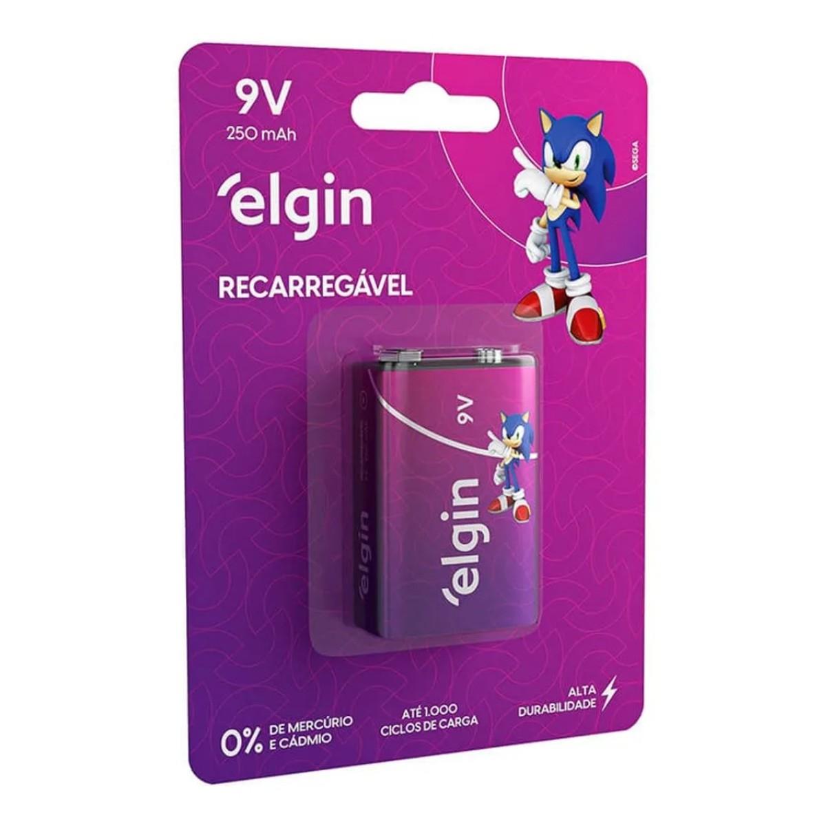 Bateria Recarregável 9v Elgin Cartela Com 01 Unidade