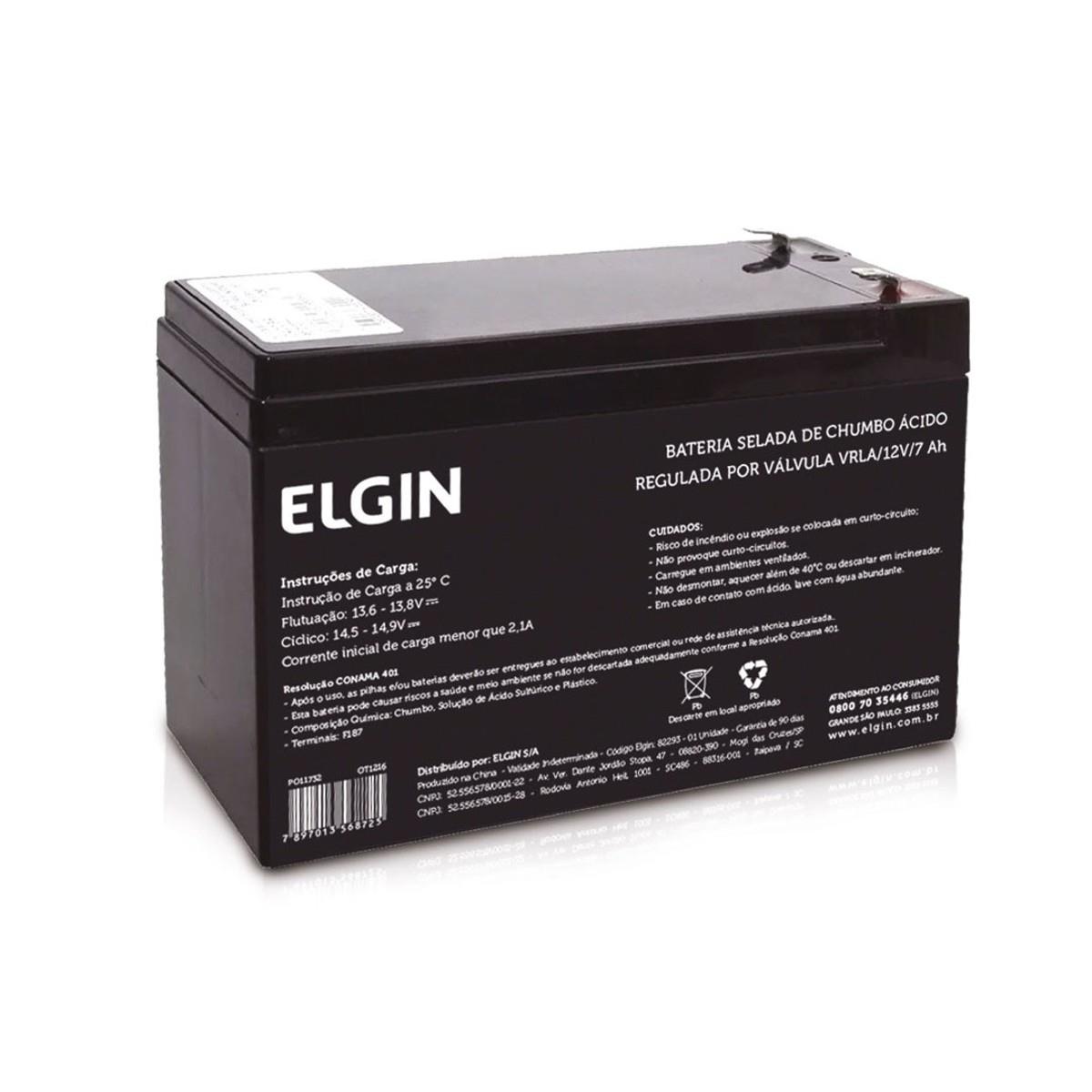 Bateria Selada De Chumbo Vrla 12v 7ah Elgin