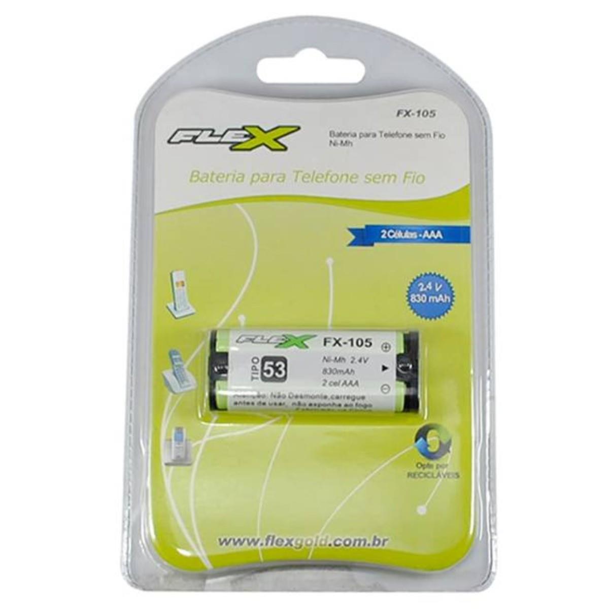 Bateria Telefone Sem Fio Fx105 2,4v 830mah Flex