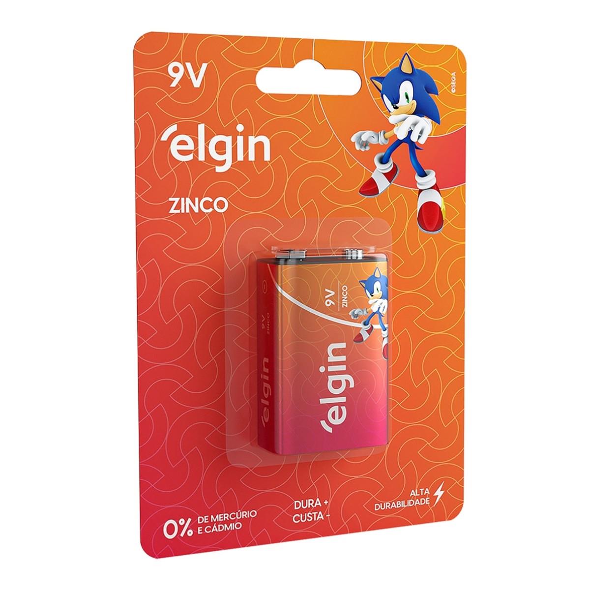 Bateria Zinco 9v Elgin Cartela Com 01 Unidade