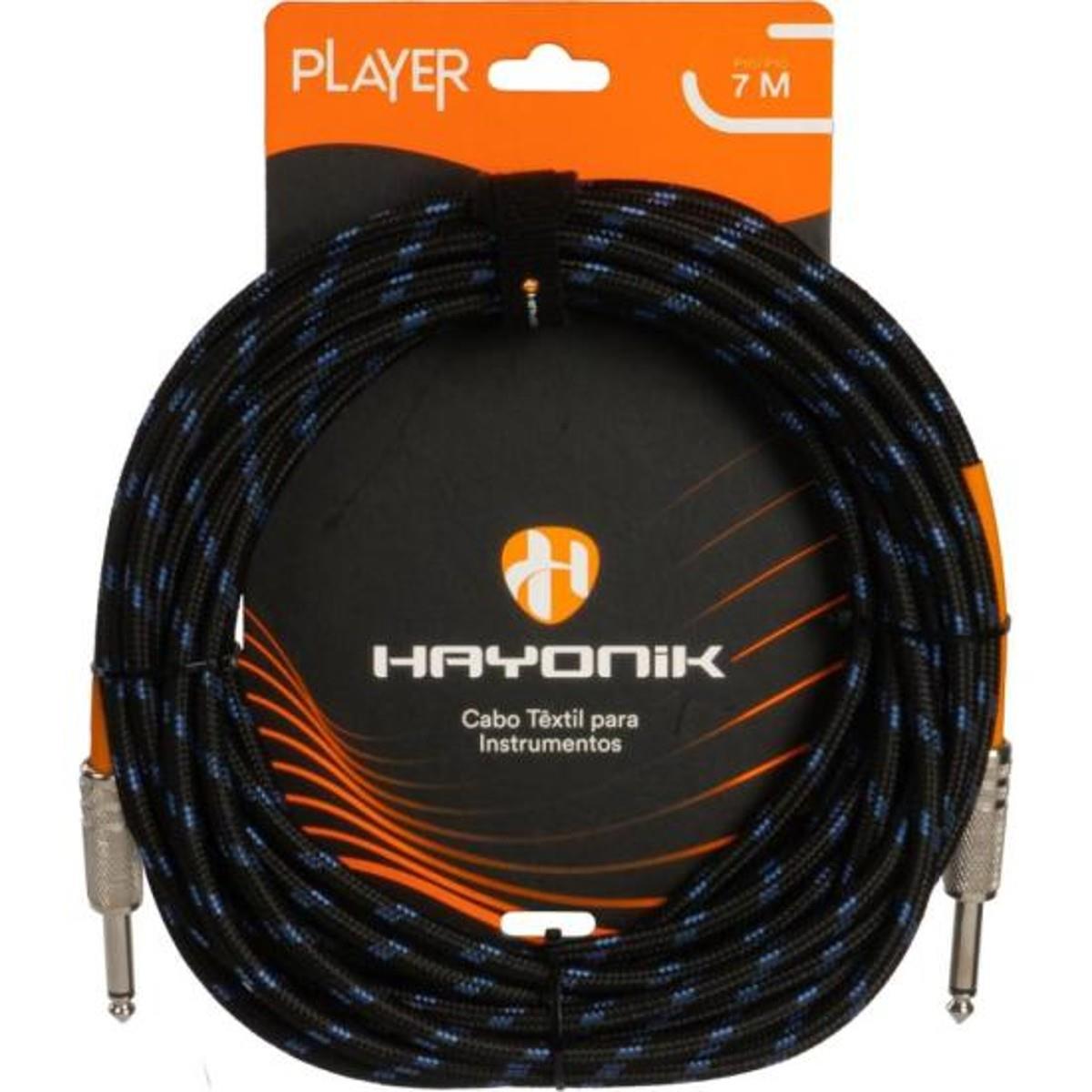 Cabo Para Instrumento Têxtil Hayonik Player P10 7m Preto/Azul