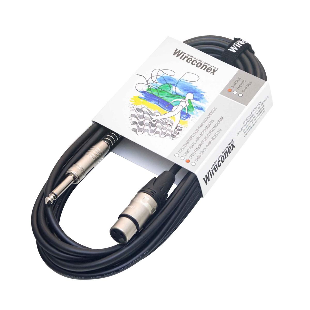 Cabo Para Microfone Emborrachado P10 Xlr 5 Metros Wireconex
