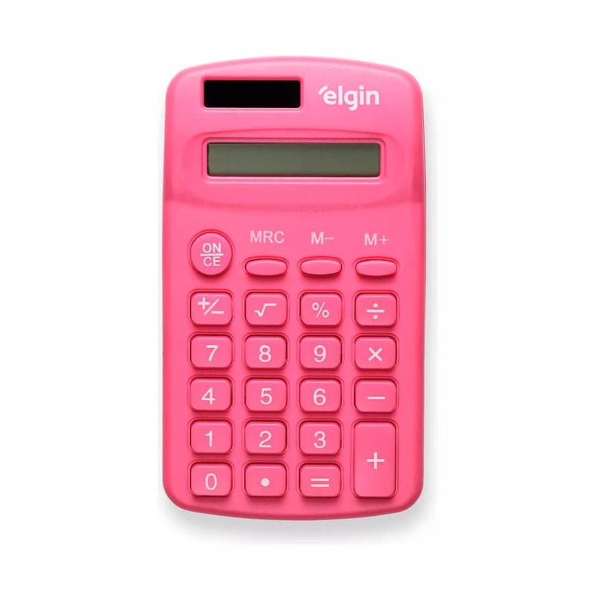 Calculadora Bolso Rosa 8 Dig. Solar Cb1485r Elgin