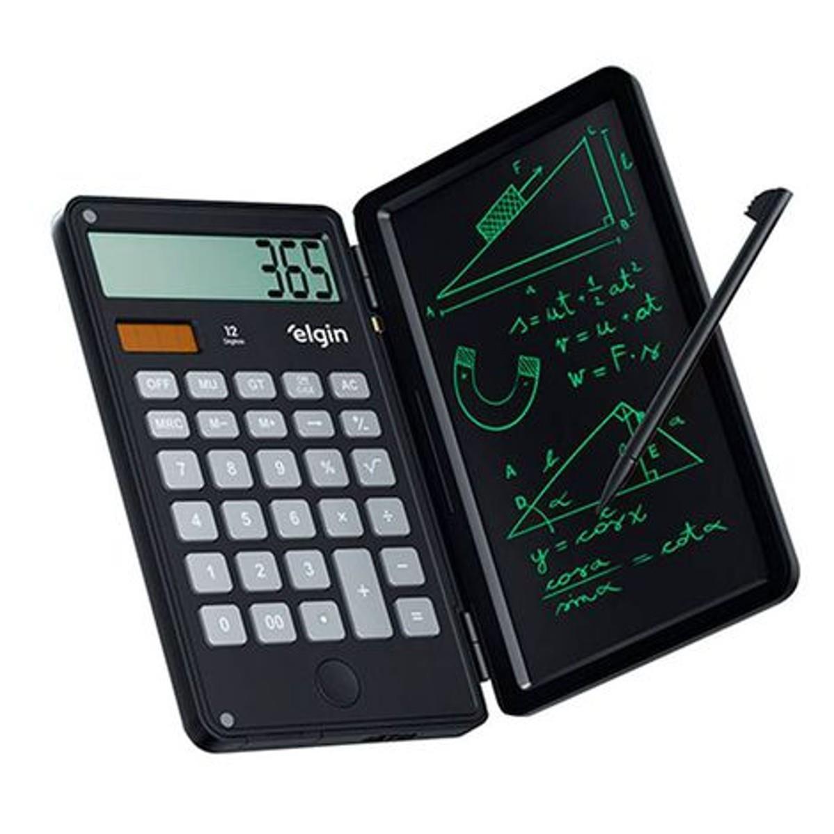 Calculadora Com Tela P. Anotação Preta Elgin