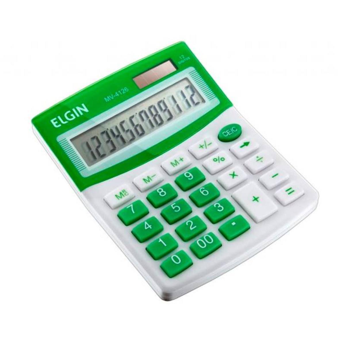 Calculadora Mesa Visor 12 Dig. - Verde Mv4126 Elgin