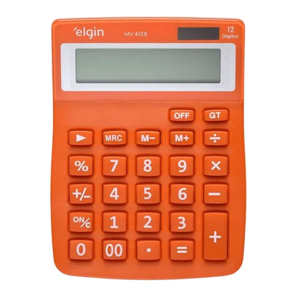 Calculadora De Mesa 12 Digitos Cor Laranja Mv-4128 Elgin
