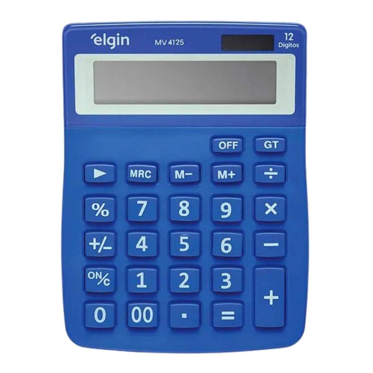 Calculadora Mesa Visor 12 Dig. - Azul Mv4125 Elgin