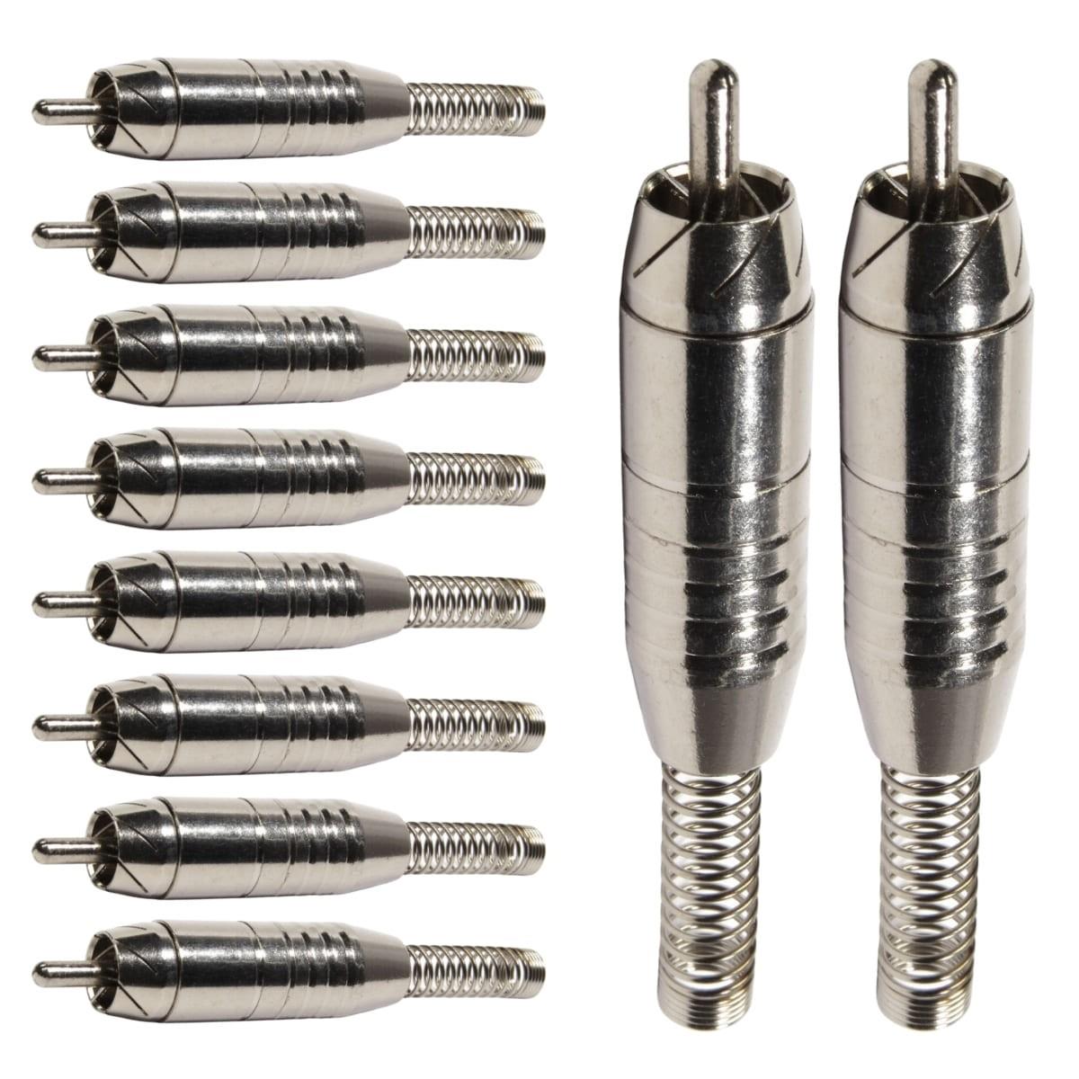 Conector Linha Rca Macho Niquel Com Mola Storm 10 Unidades