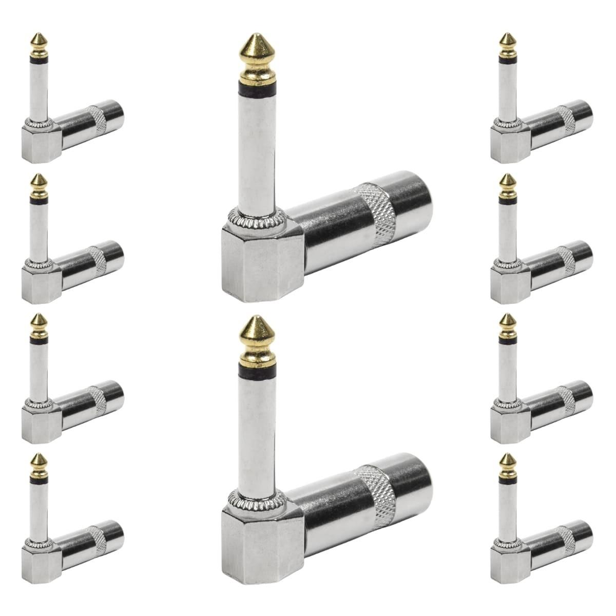 Conector P10 Macho Mono 90 Graus Metal Storm 10 Unidades