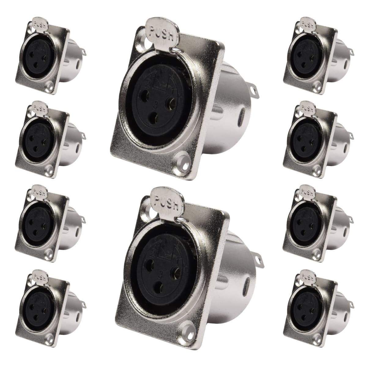 Conector Painel Xlr Fêmea 3 Polos Storm 10 Unidades