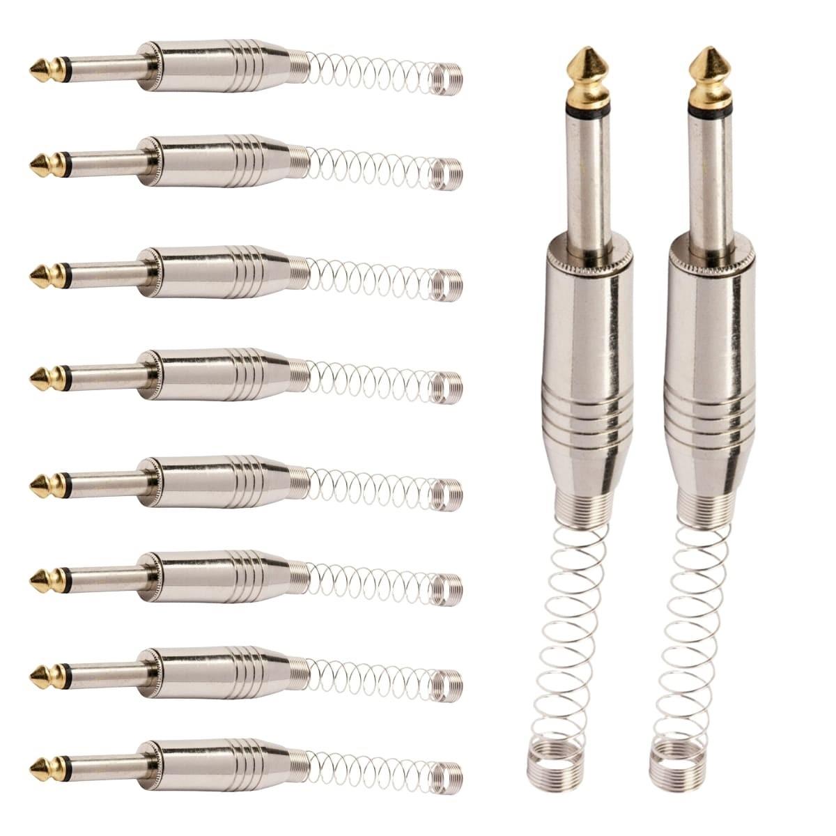 Conector P10 Macho Mono C/ Mola Ponta Gold Storm 10 Unidades