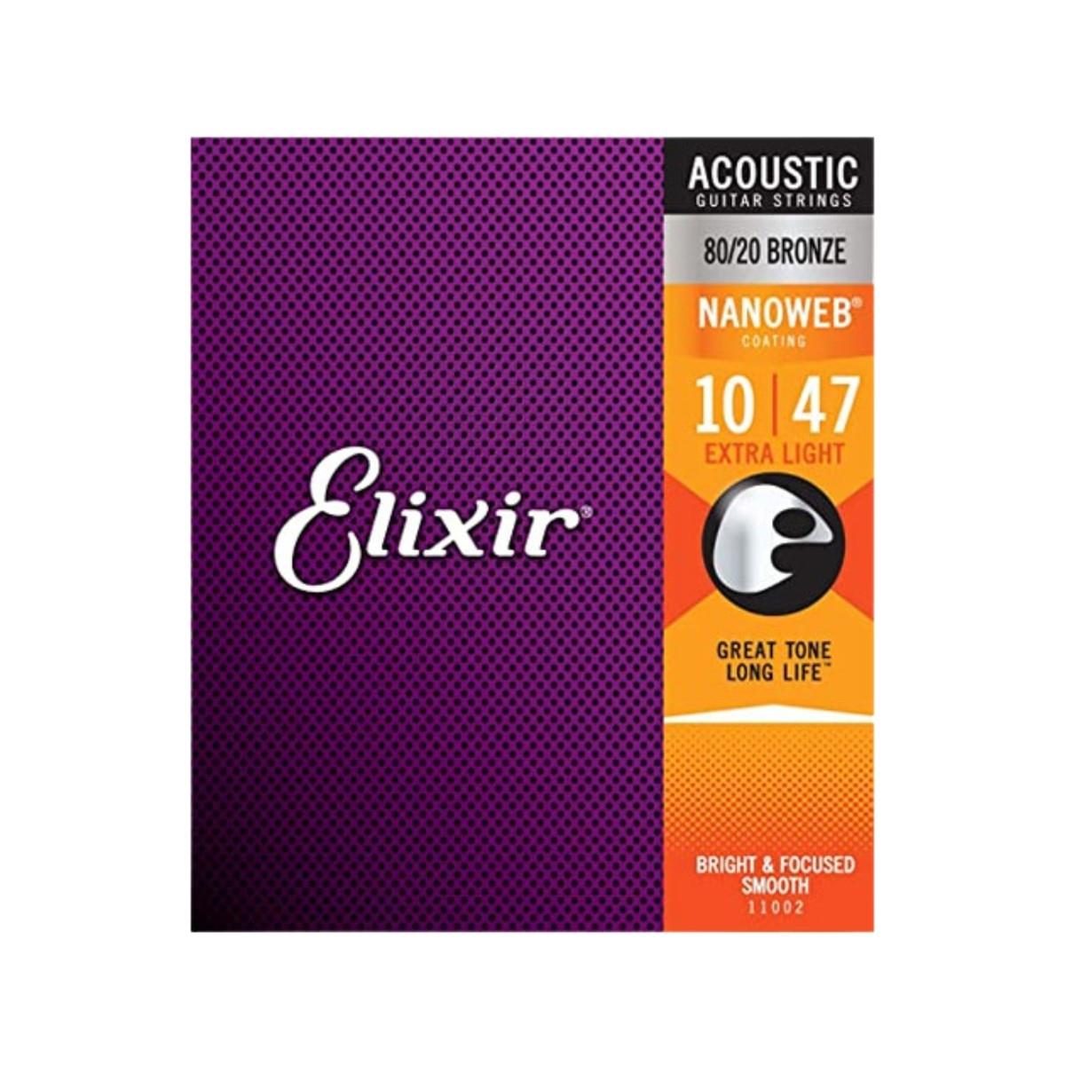Cordas 010 Extra Light 80/20 Violão Aço Nanoweb Elixir