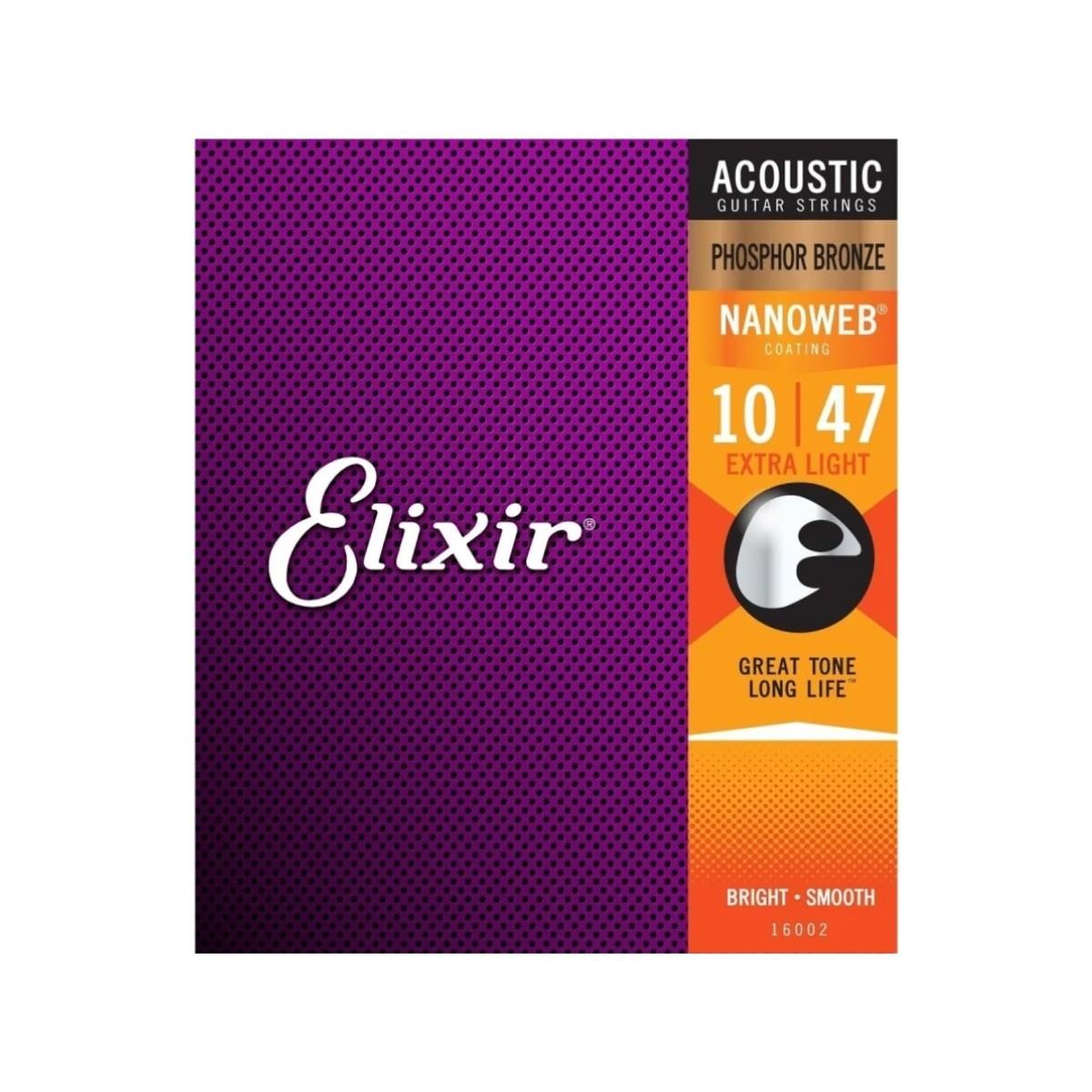 Cordas 010 Extra Light Phosphor Violão Aço Elixir