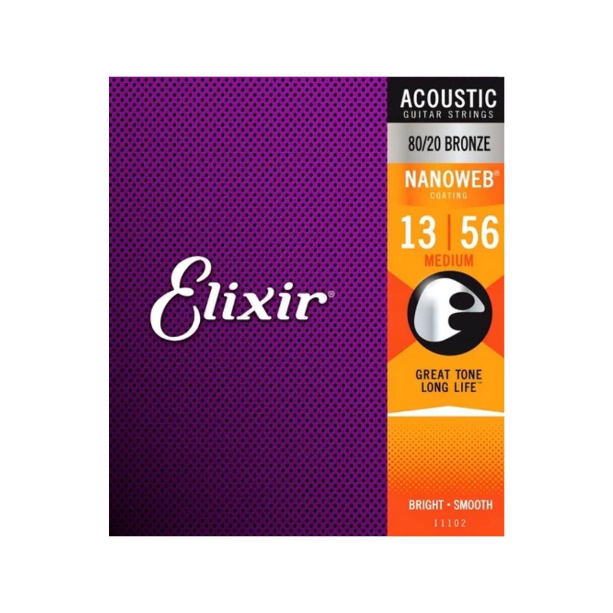 Cordas 013 Medium 80/20 Violão Aço Nanoweb Elixir