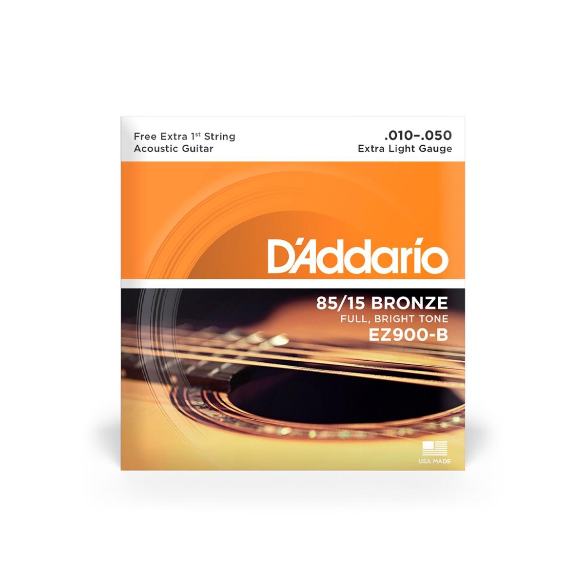Cordas Para Violão Aço D Addario Bronze 85/15 Ez900-b .010-.050 Com Corda Extra Pl010