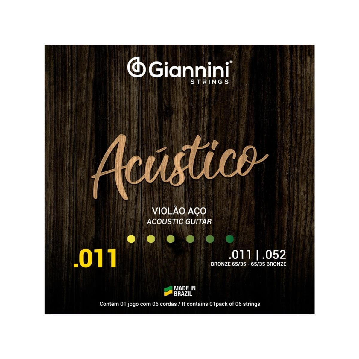 Encordoamento Giannini P/violão Aço Bronze 65/35 0.011