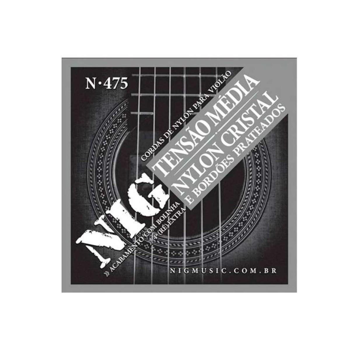 Encordoamento Violão Nylon-cristal/prateada Tensão Média Nig