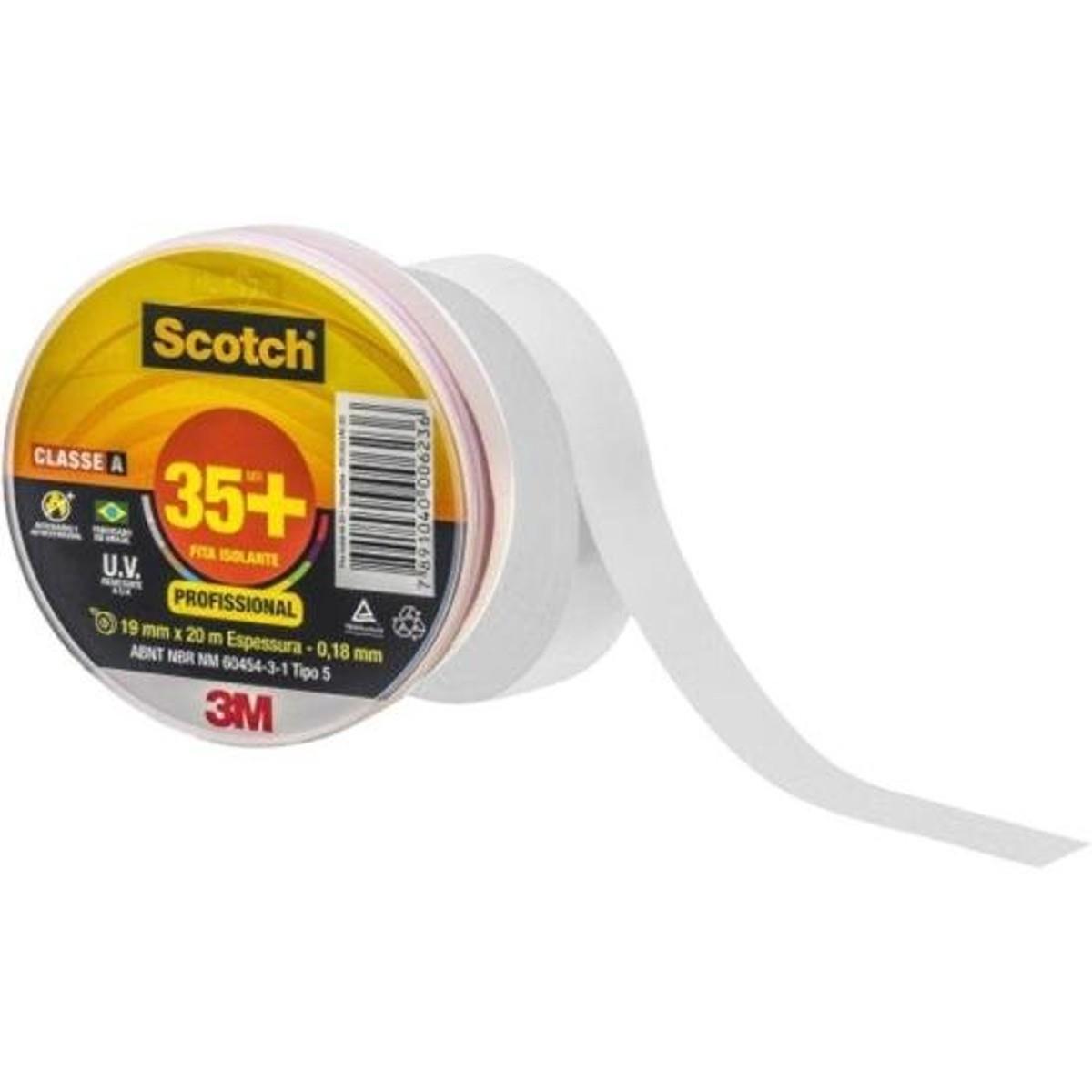 Fita Isolante 19x20m Scotch 35+ Branca 3M