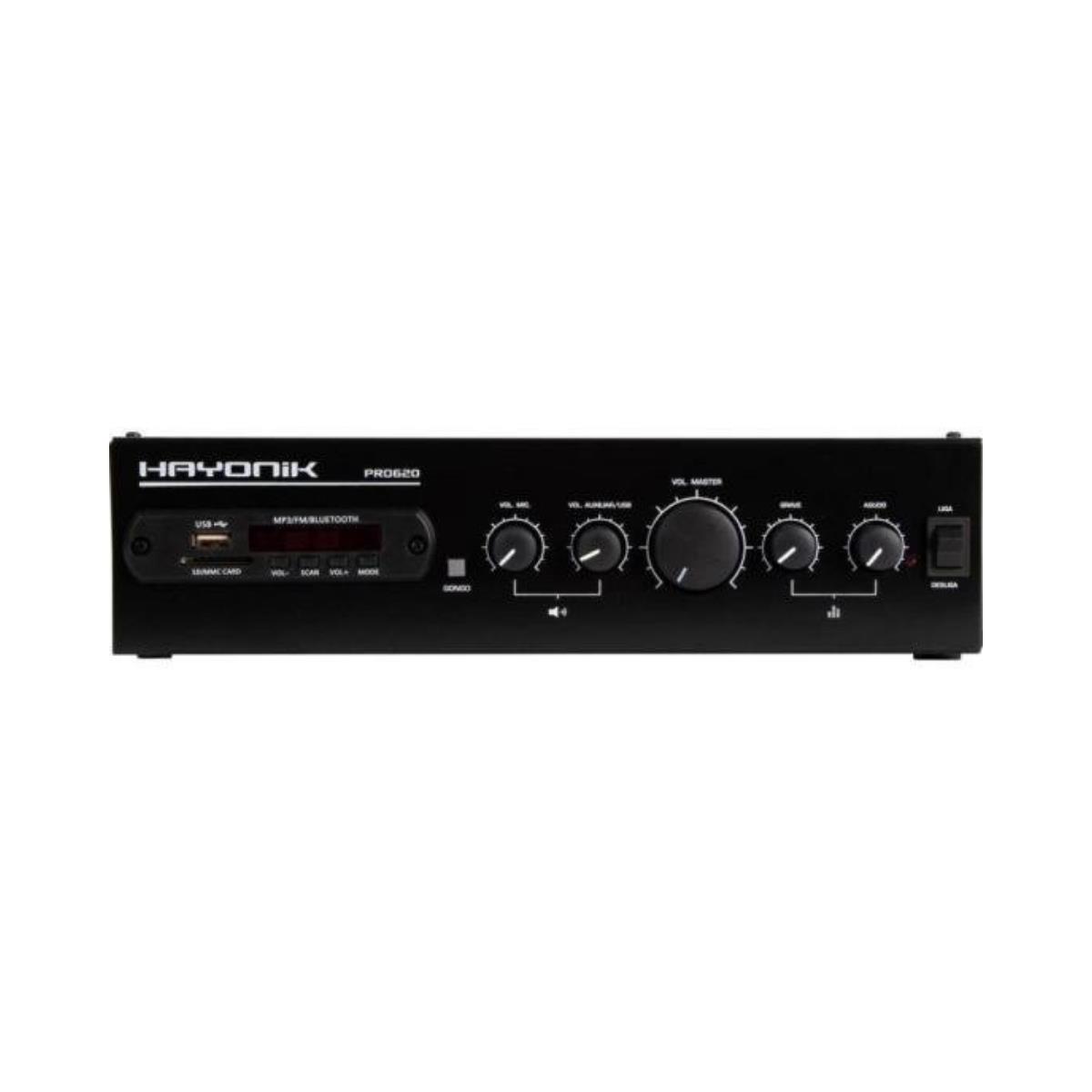 Amplificador Hayonik PRO620 100W RMS Com Gongo