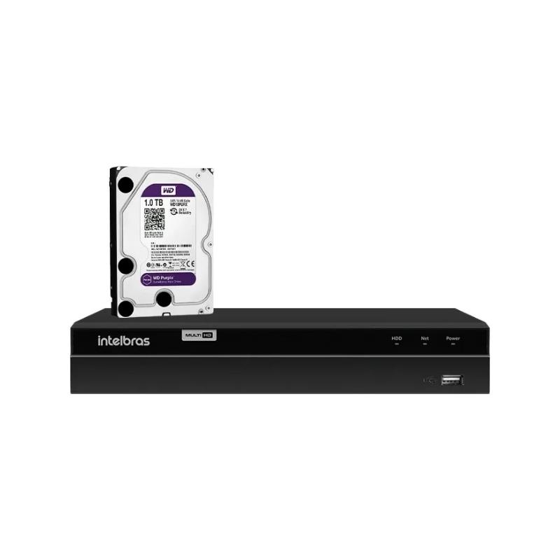 DVR Gravador de Vídeo Digital Multi HD 8 Canais MHDX 1308 Intelbras com HD 1TB WD Purple