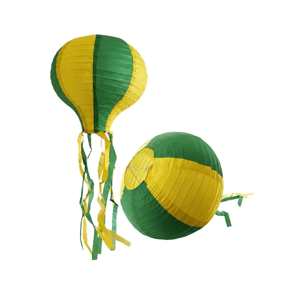 Lanterna de Papel M Brasil Verde e Amarela 30cm
