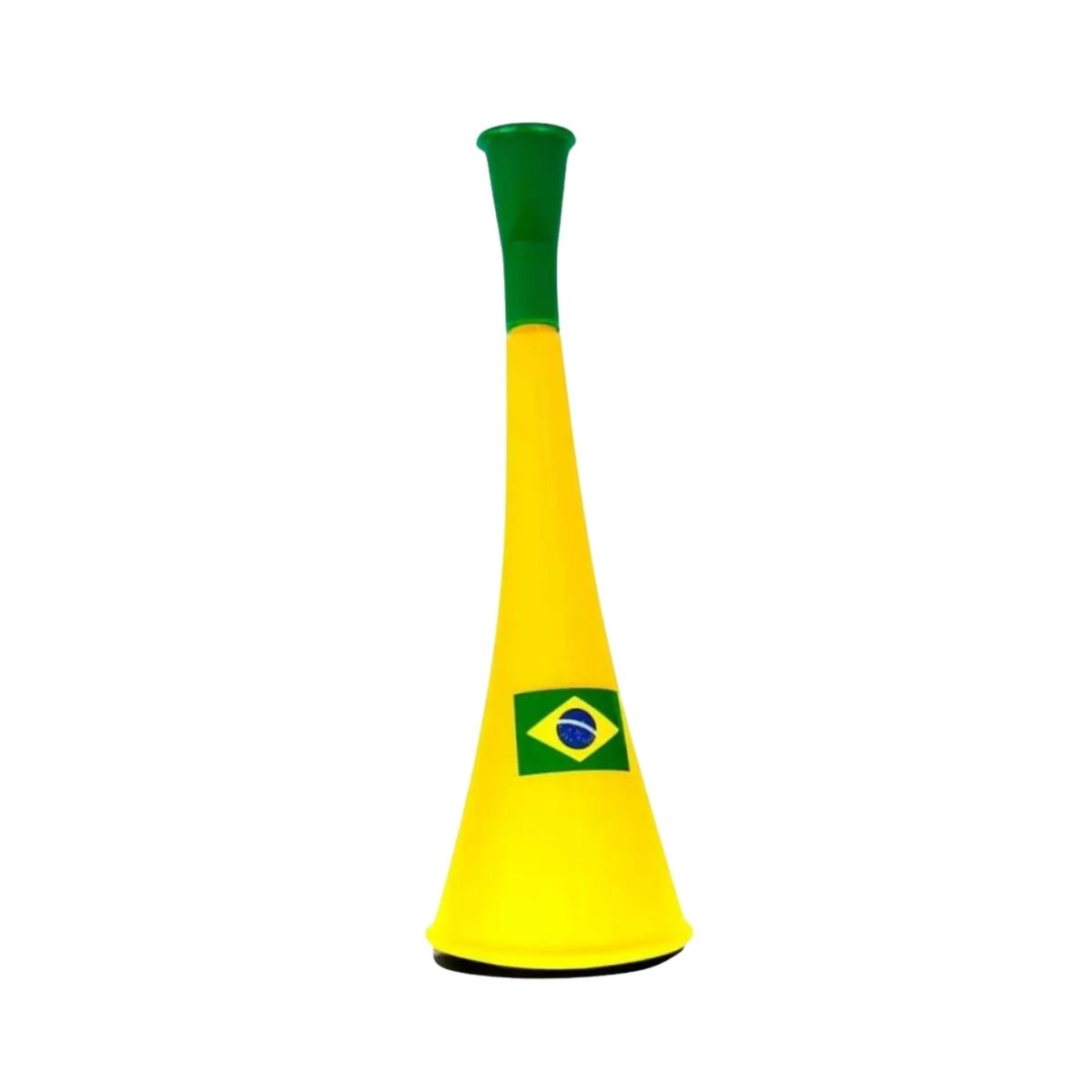Corneta do Brasil Plástico Verde e Amarelo Brasil Copa 20x6,5cm