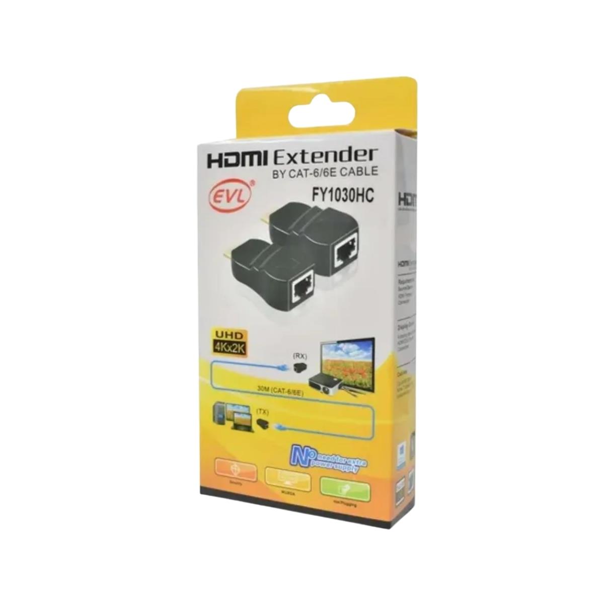 Extensor HDMI LAN RJ45  Cat5e Cat6 FY1030HC EVL 30m