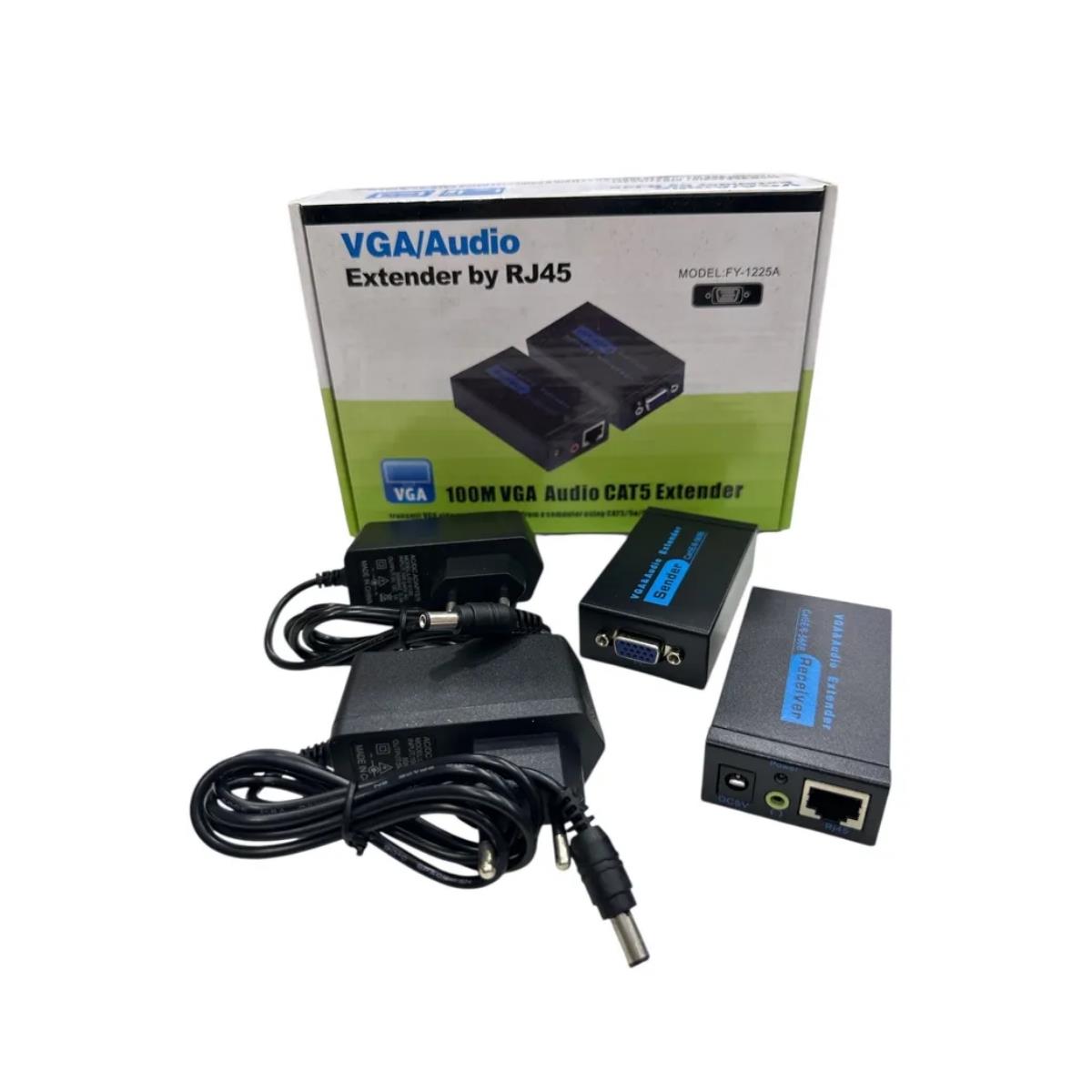Extensor VGA e Áudio via  RJ45 FY-1225A 100m