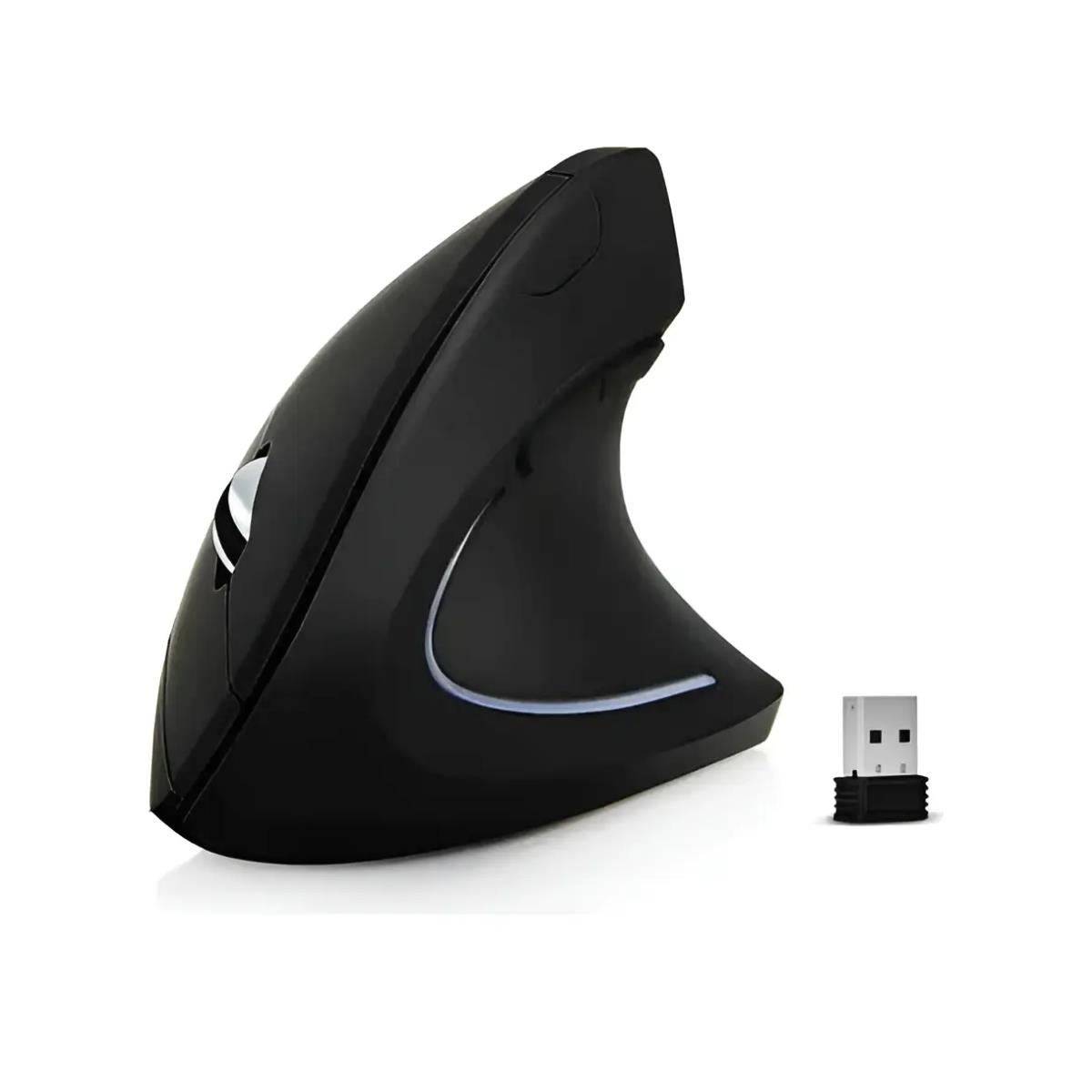 Mouse Óptico Vertical sem Fio Ergonômico com Pilha