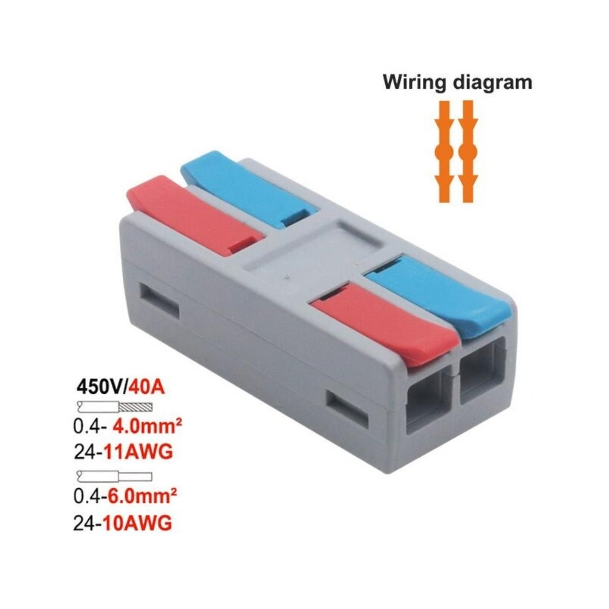 Conector Emenda de Alavanca até 450V 40A - 2 x 2 Pin 6mm
