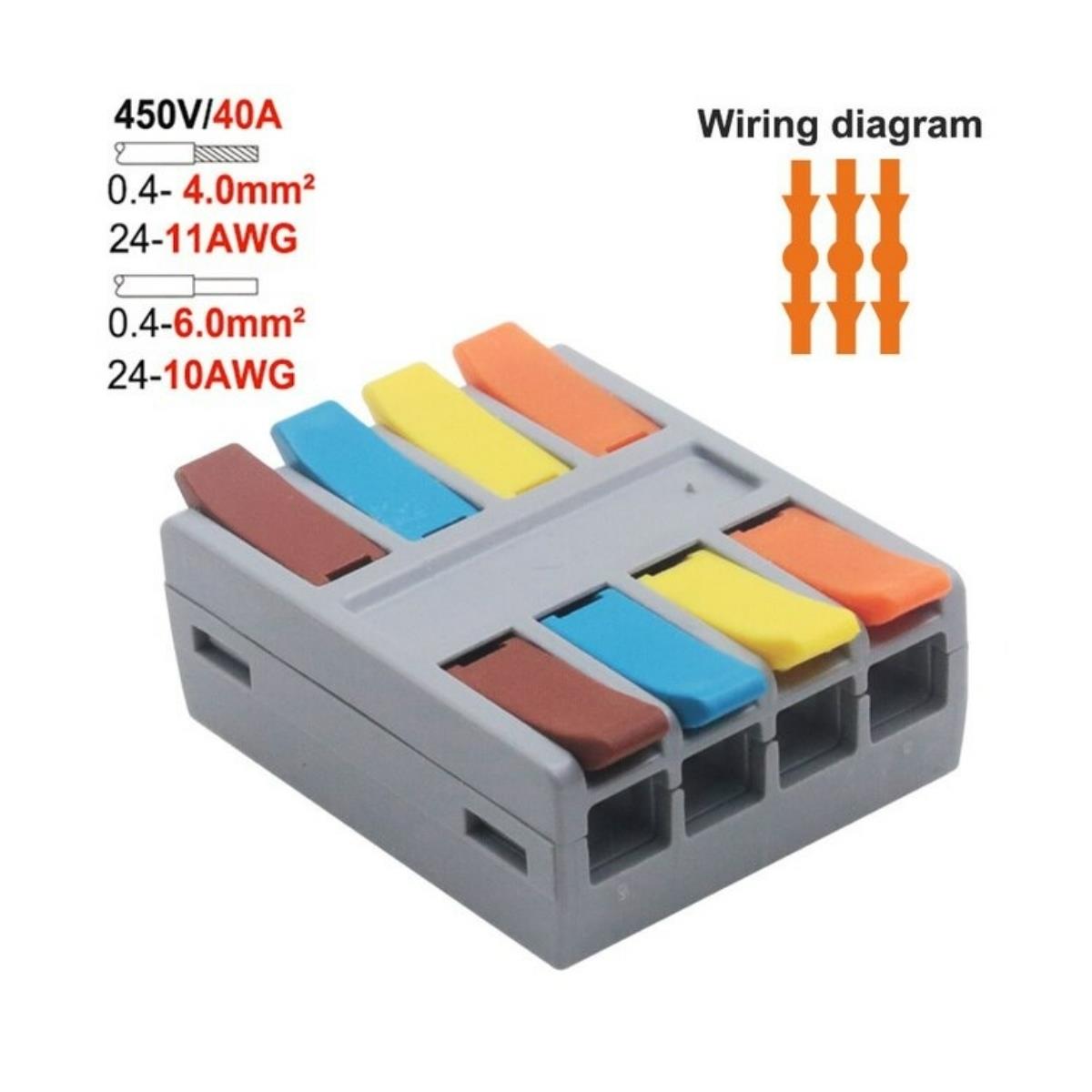 Conector Emenda de Alavanca até 450V 40A - 4 x 4 Pin 6mm