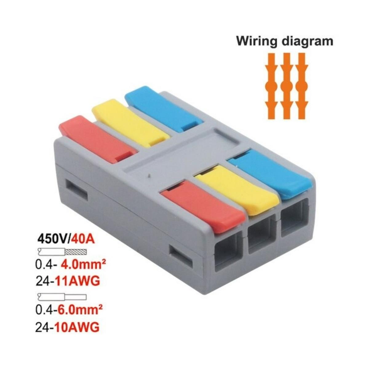 Conector Emenda de Alavanca até 450V 40A - 3 x 3 Pin 6mm