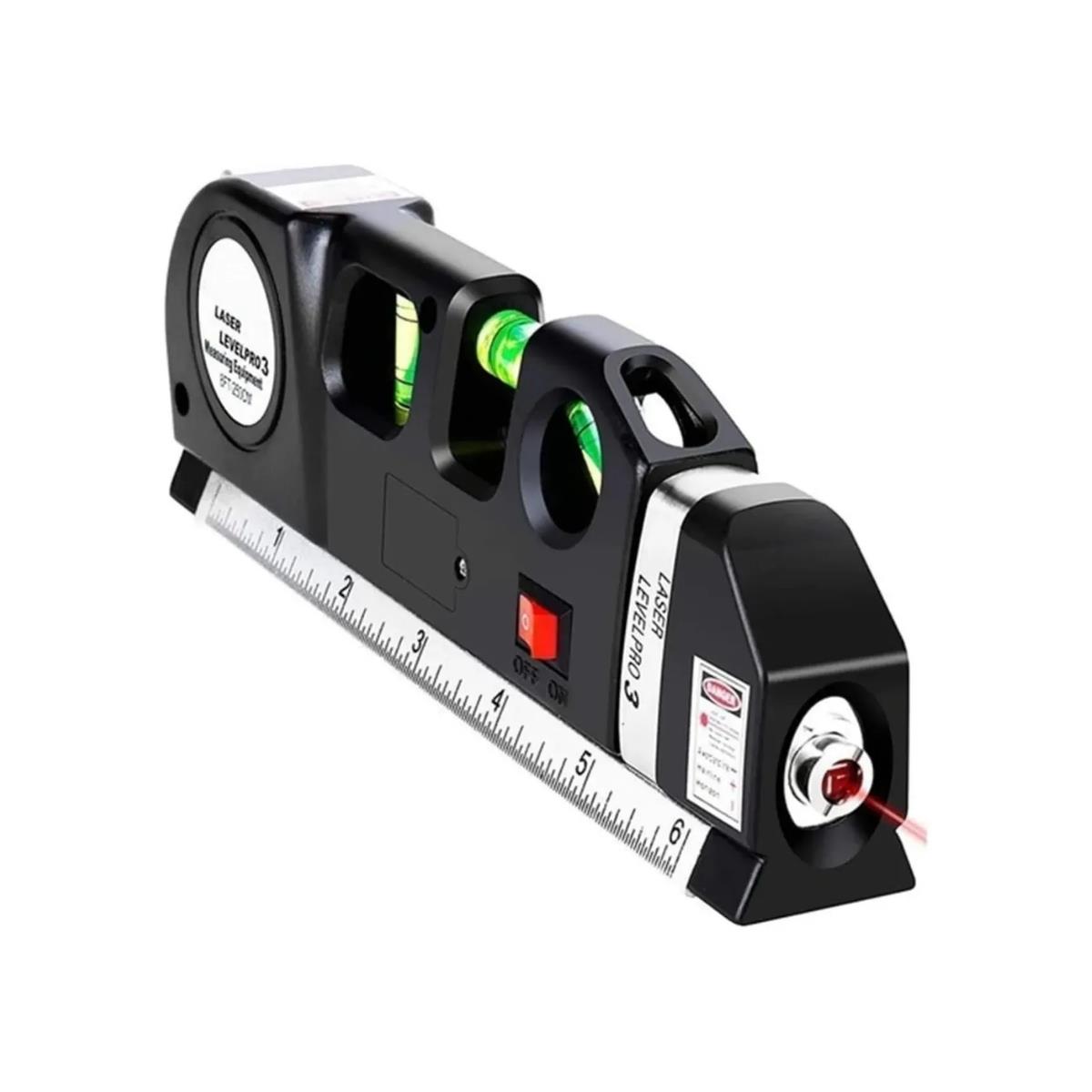 Nível Laser 3 Linhas e Trena Régua 2,5m Nivelador Profissional