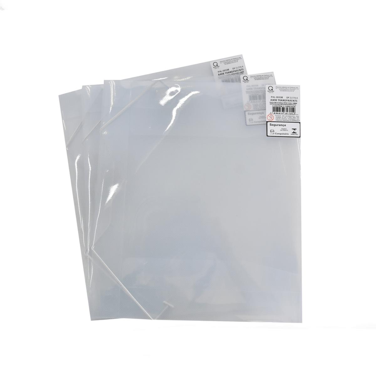 Caixa 10 Pastas Aba Elástico Ofício 4cm Cristal 338 Plascony - 10 Unidades