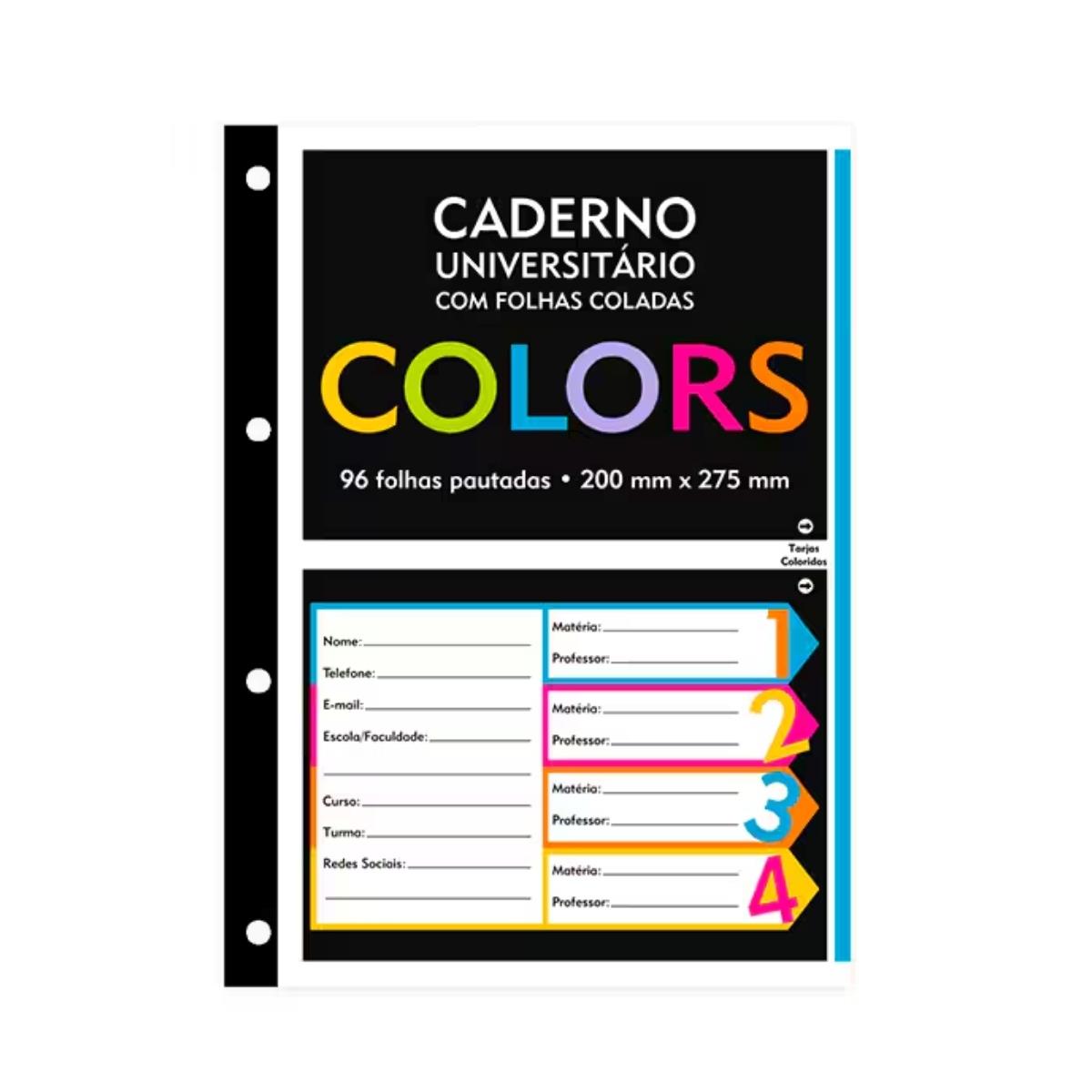 Folhas Universitárias para Fichários e Cadernos Argolados Colors Spiral 96 Folhas