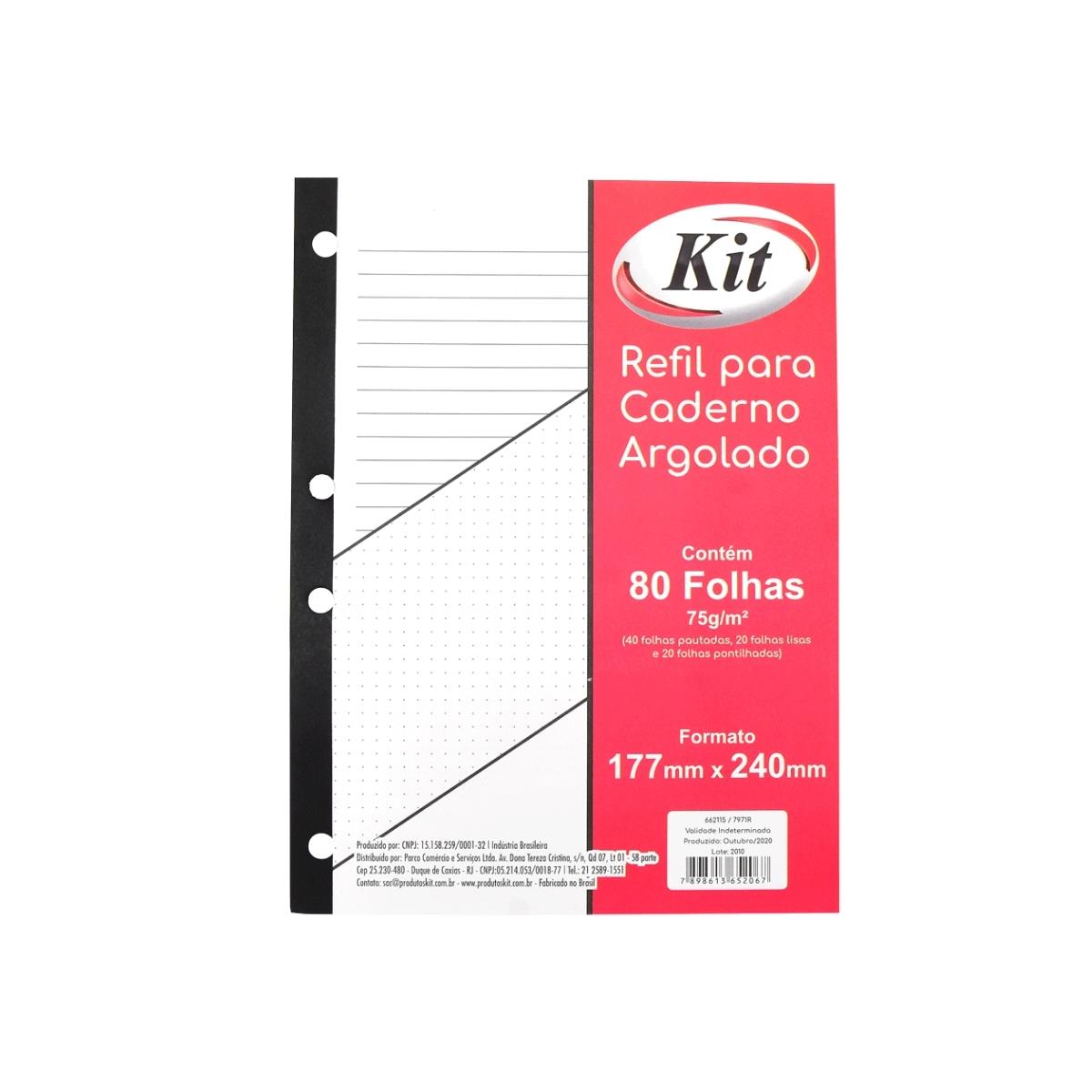 Folhas Colegial para Cadernos Argolados 75g 3 em 1 Kit - 80 Folhas