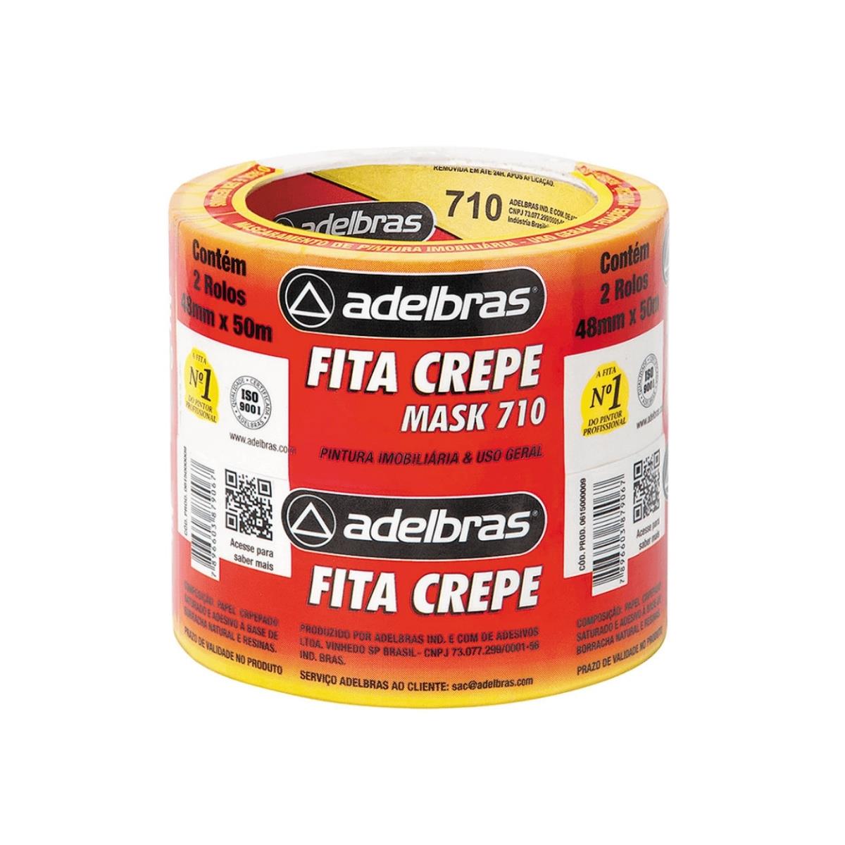 Fita Adesiva Crepe Mask 710 48mm x 50m Adelbras - 2 Rolos