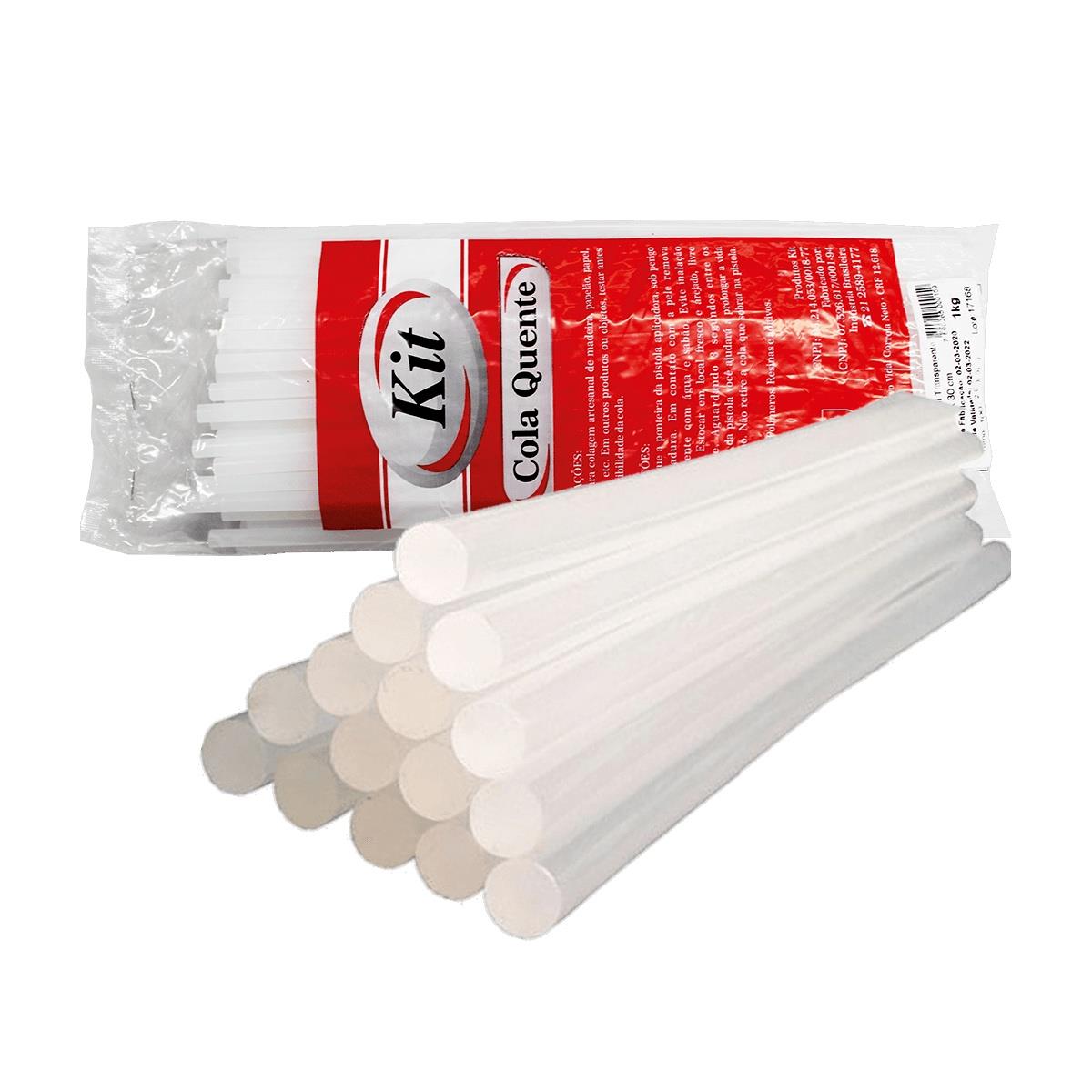 Refil Cola Quente GrossaTransparente Silicone 11 x 300mm 1kg Kit