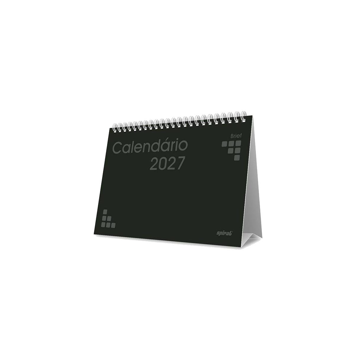 Calendário de Mesa 2027 Brief Spiral 2749195 Preto 7 Folhas