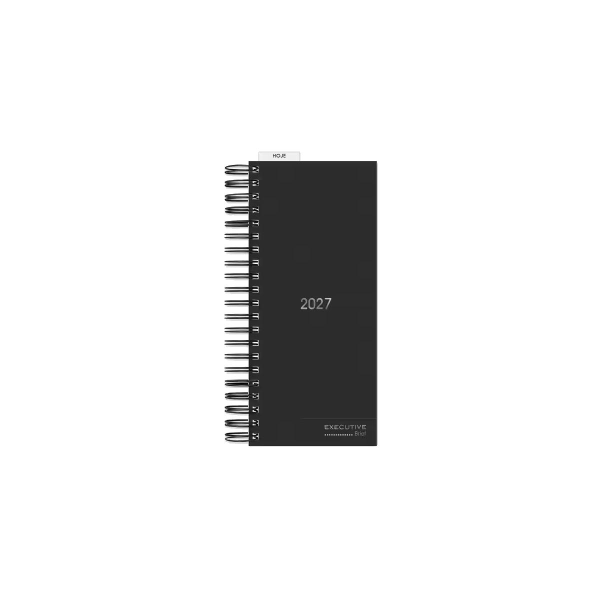 Agenda Comercial 2027 Capa Dura 119 x 275mm Brief Executive Spiral 2748938 Preto 194 Folhas