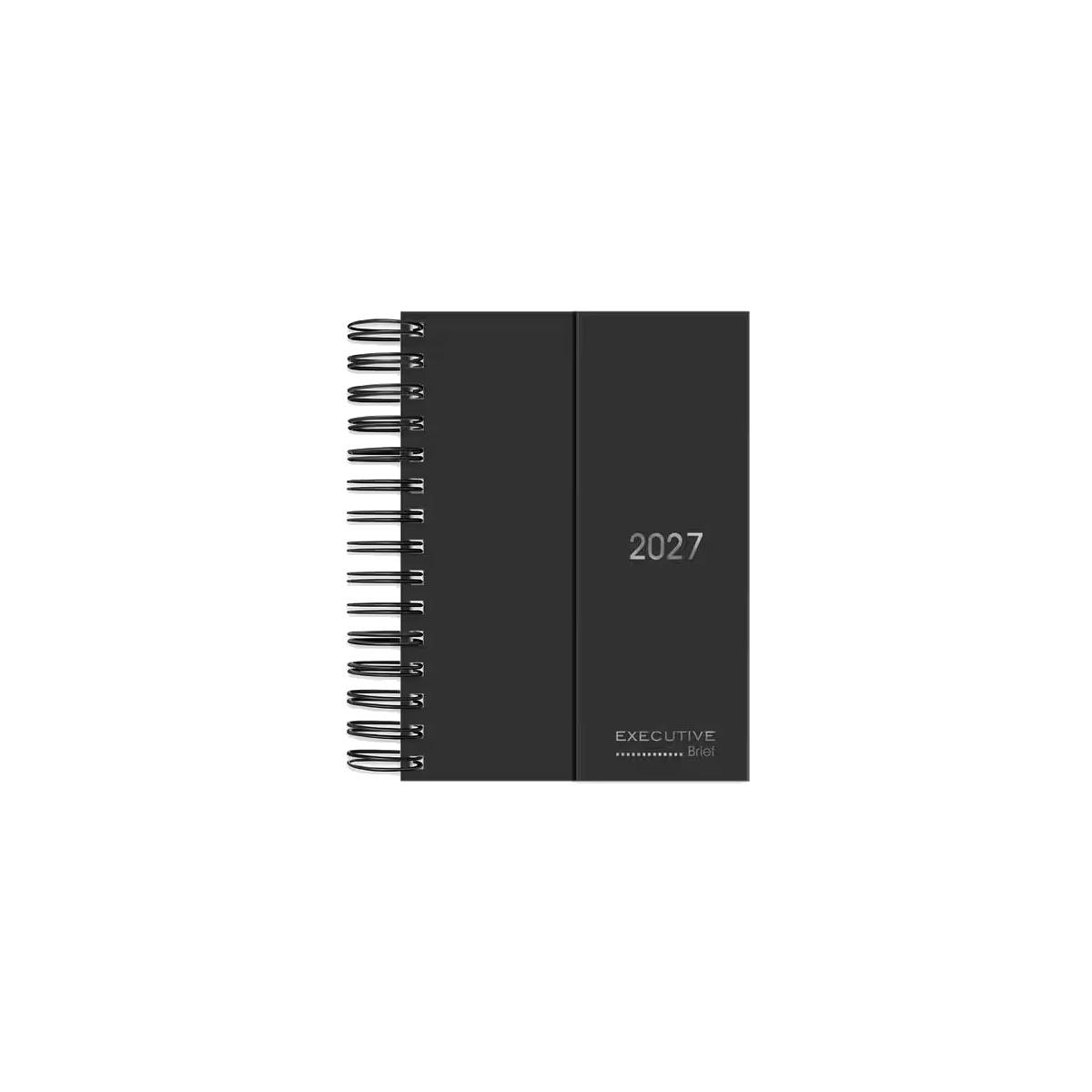 Agenda Diária 2027 Capa Dura Aba Imantada Brief Executive Spiral 2749065 Preto 176 Folhas