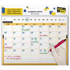 Calendário Autoadesivo Mensal/Semanal, 150mm x 198mm, 42 Folhas Stick Note