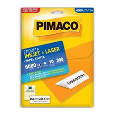 Etiqueta Ink-Jet + Laser Carta 25,4x66,7 6080 Pimaco - 300 Unidades