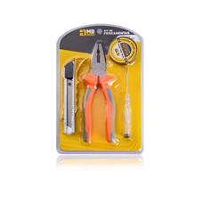 Conjunto Ferramentas Alicate Universal, Estilete, Chave de Teste e Fita Isolante GB59047 MB Tools - 4 peças
